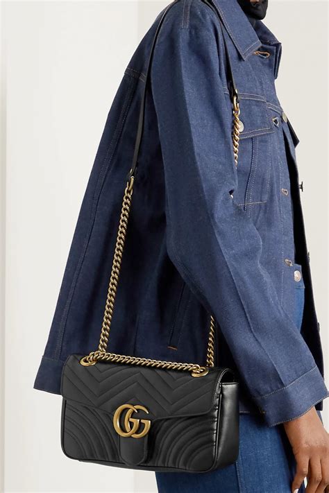 black gucci quilted bag|gucci marmont matelassé shoulder bag.